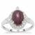 Star Ruby Ring with White Zircon in Sterling Silver 4.10cts