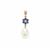 South Sea Cultured Pearl, Australian Blue Sapphire Pendant with White Zircon in 9K Gold (13 to 11mm)