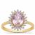 AAA Pink Kunzite Ring with White Zircon in 9K Gold 2.80cts