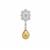 Golden South Sea Cultured Pearl Pendant with White Zircon in Sterling Silver (11mm x 8mm)