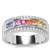  Multi-Colour Sapphire Ring with White Zircon in Platinum Plated Sterling Silver 1.08ct