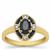 Kanchanaburi Sapphire Ring with White Zircon in Gold Plated Sterling Silver 0.95cts