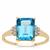 Swiss Blue Topaz Ring with White Zircon in 9K Gold 3cts