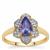 AAA Tanzanite Ring with White Zircon in 9K Gold 1.15cts