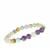 Multi-Colour Beryl, White Moonstone Stretchable Bracelet with Bahia Amethyst in Sterling Silver 83cts