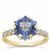 Wobito Snowflake Cut Exotic Mist Topaz Ring with White Zircon in 9K Gold 6cts