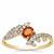 Padparadscha Sapphire Ring with White Zircon in 9K Gold 0.80ct