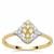 Natural Yellow Diamond Ring with White Diamond in 9K Gold 0.33ct