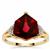 Wobito Alpine Cut Crimson Red Topaz Ring with White Zircon in 9K Gold 5.75cts