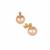 Peach  Kaori Freshwater Cultured Pearl Earrings with White Zircon in Gold Tone Sterling Silver (9.50m x 9.50mm) 