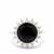 Black Spinel Ring with White Topaz in Sterling Silver 5.45cts