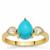 Sleeping Beauty Turquoise Ring with White Zircon in Gold Plated Sterling Silver 1.95cts