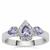 Tanzanite Ring with White Zircon in Sterling Silver 0.75ct