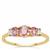 Pink Sapphire Ring with White Zircon in 9K Gold 1ct