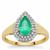 Colombian Emerald Ring with White Zircon in 9K Gold 1.20cts