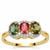 Congo Tourmaline Ring with White Zircon in Gold Plated Sterling Silver 1.30cts