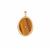 Yellow Tiger's Eye Pendant with White Zircon in Gold Tone Sterling Silver 7.40cts