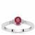 Kenyan Ruby Ring with White Zircon in Sterling Silver 0.50ct
