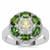 Chrome Diopside, Ambilobe Sphene Ring with White Zircon in Sterling Silver 1.90cts