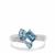 Swiss Blue Topaz Ring with White Zircon in Sterling Silver 1.38cts