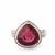 Raspberry Garnet Ring with Diamond in 18K White Gold 8.03cts