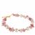Strawberry Quartz Bracelet with Kaori Cultured Pearl in Gold Tone Sterling Silver