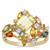 Canary Kunzite, Multi-Colour Sapphire Ring with White Zircon in 9K Gold 3.40cts