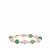 Rose Quartz, Green Aventurine Bracelet with Kaori Cultured Pearl in Gold Tone Sterling Silver