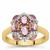 Purple Sapphire Ring with White Zircon in Gold Plated Sterling Silver 1.40cts