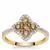 Cape Champagne Diamond Ring with White Diamond in 9K Gold 0.75ct