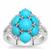 Sleeping Beauty Turquoise Ring with White Zircon in Sterling Silver 3cts