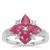 Kenyan Ruby Ring with White Zircon in Sterling Silver 2.30cts