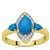 Ceruleite Ring with White Zircon in Gold Plated Sterling Silver 1.30cts