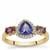 AA Tanzanite, Purple Mahenge Spinel Ring with White Zircon in 9K Gold 1.40cts