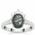 Moss Agate Ring with White Zircon in Sterling Silver 2.05cts