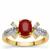 Burmese Ruby Ring with White Zircon in Gold Plated Sterling Silver 2.05cts