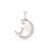 'The Cat and the Moon' Freshwater Cultured Pearl & White Zircon Sterling Silver Pendant (7 MM)