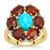 Sleeping Beauty Turquoise, Madeira Citrine Ring with White Zircon in Gold Plated Sterling Silver 6.10cts