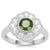 Chrome Diopside Ring with White Zircon in Sterling Silver 1.66cts