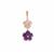 Rose Quartz, Zambian Amethyst Pendant with White Zircon in Rose Gold Tone Sterling Silver 7.41cts