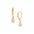 Naturally White Freshwater Cultured Pearl Gold Flash Sterling Silver Earrings (7mm)