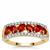Songea Red Sapphire Ring with White Zircon in 9K Gold 1.60cts