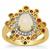 Ethiopian Opal, Multi-Colour Sapphire Ring with White Zircon in Gold Plated Sterling Silver 1.75cts