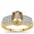 Oregon Sunstone Ring with White Zircon in 9K Gold 2.20cts