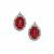 Malagasy Ruby Earrings with White Zircon in 9K Gold 2.90cts