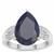 Bharat Blue Sapphire Ring with White Zircon in Sterling Silver 7.33cts