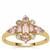 Imperial Pink Topaz Ring with White Zircon in 9K Gold 1cts