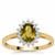 Cuprian Tourmaline Ring with White Zircon in 9K Gold 1.05cts