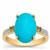 Sleeping Beauty Turquoise, Montana Sapphire Ring with White Zircon in 9K Gold 5.40cts