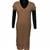 Destello Long V Neck Jersey Dress Brown 100% Cotton (Choice of 2 Sizes) (Multicolor)